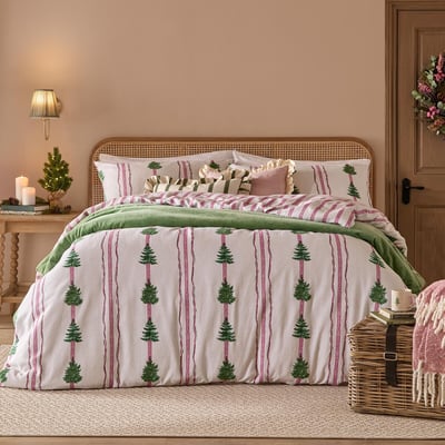 Spruce Stripe Reversible Brushed Cotton Duvet Cover and Pillowcase Set WYLDER