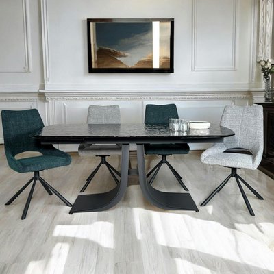 Table en verre ondulé noir extensible 180-260 cm LIGURIE PIER IMPORT