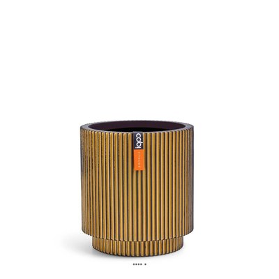 Superbe pot Groove doré forme cylindrique en plastique H 25 cm Doré ARTIFICIELLES