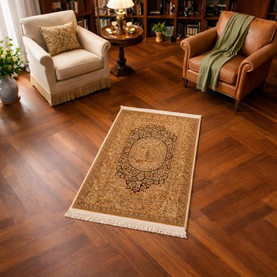 Authentique tapis d'Orient fait main en rayonne CACHEMIR A UN AMOUR DE TAPIS