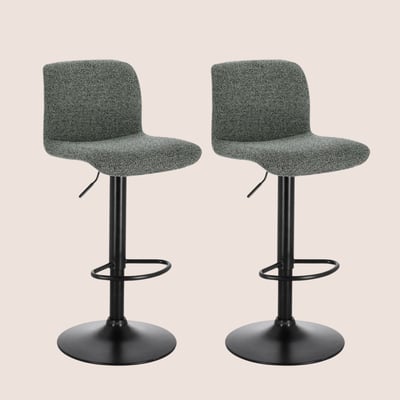 Tabourets de bar réglables en métal noir et tissu (lot de 2) - RAPHAEL HELLIN, DEPUIS 1862