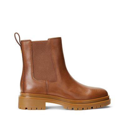 Boots in leer met brede hak LAUREN RALPH LAUREN