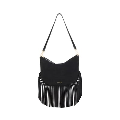 Sac à bandoulière en cuir, LUNE FRANGE NAT & NIN