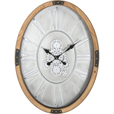 Horloge murale métal effet bois design loft  naturel RECOLLECTION