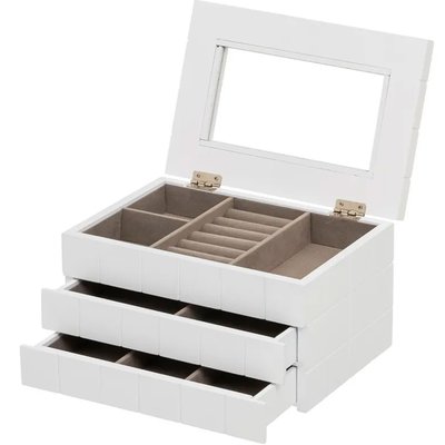 Coffret à bijoux en bois blanc avec 2 tiroirs 24x16x13cm WADIGA