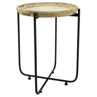 Table d'appoint en métal bois et rotin Origine AUBRY GASPARD