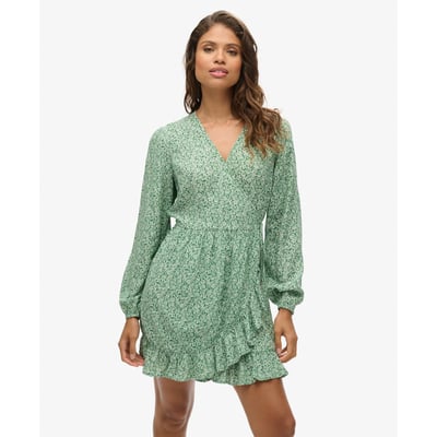 Robe portefeuille courte imprimée à manches longues SUPERDRY