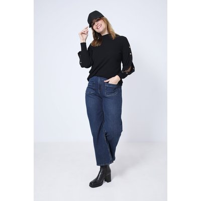 Pull uni en maille côtelée avec des pressions JEAN-MARC PHILIPPE