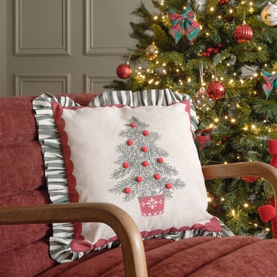 Frilled Christmas Tree Cushion CATHERINE LANSFIELD