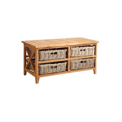 Table basse en teck avec 4 tiroirs AUBRY GASPARD