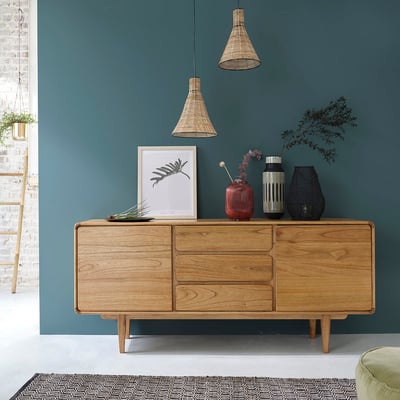 Buffet en bois massif 2 portes et 3 tiroirs  LISON BERAH GETAH