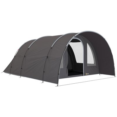 Tente camping 6 places - tente tunnel familiale - sac inclus - gris OUTSUNNY