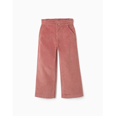 Pantalon en velours côtelé avec taille paperbag à volants ZIPPY