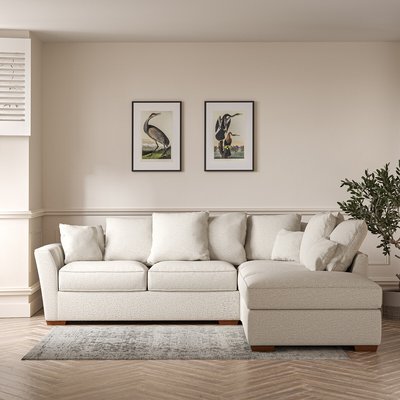 Florence Scatterback Woven Right Facing Corner Sofa & Footstool with Dark Brow SO'HOME