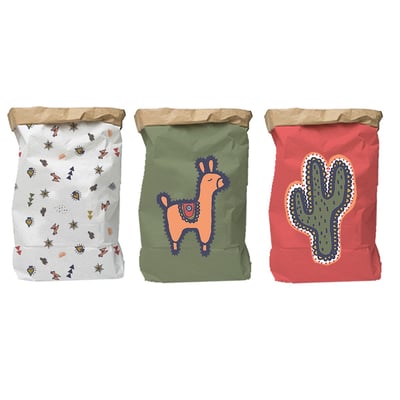 Lot de 3 sacs de rangement déco en papier kraft LALAMA FUTURE HOME