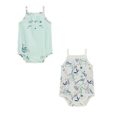 Lot de 2 bodies bébé à bretelles Dahlia PETIT BEGUIN