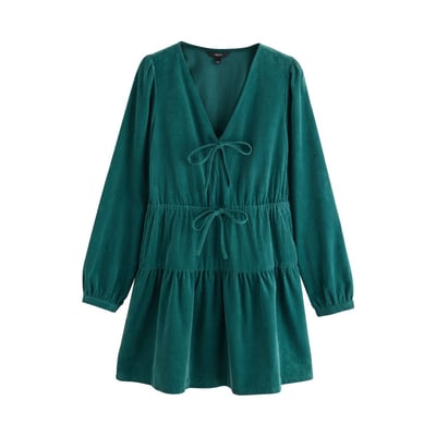 Robe courte en velours côtelé avec col v NEXT