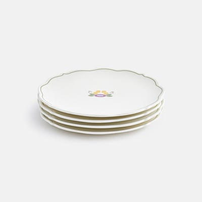 Set of 4 Popie Floral Porcelain Dessert Plates LA REDOUTE INTERIEURS