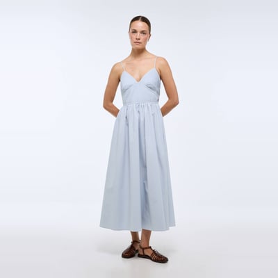 Robe longue à bretelles en coton MONOPRIX