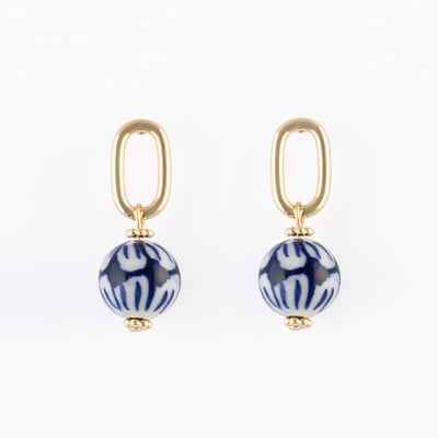 Boucles d'oreilles perle en céramique bleu BALABOOSTE