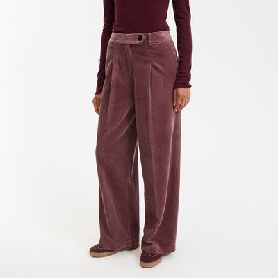 Pantalon large à plis, taille haute velours côtelé LA REDOUTE COLLECTIONS