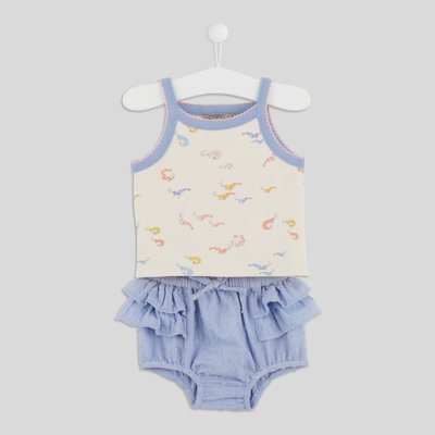 Ensemble débardeur imprimé et short plumetis en coton BIO BOUT'CHOU