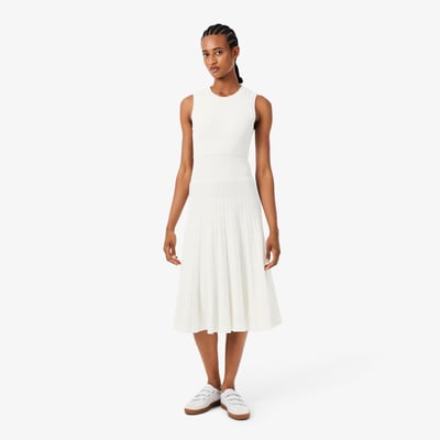 Robe côtelée coton mélangé à plis LACOSTE