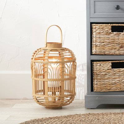 Small Natural Bamboo and Glass Lantern SO'HOME