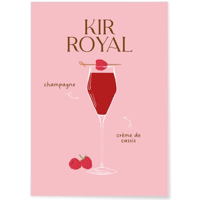 Affiche Cocktail Kir Royal 2 L'AFFICHERIE