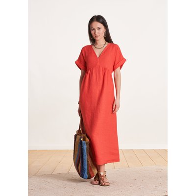 Robe longue en lin manches courtes LA FEE MARABOUTEE
