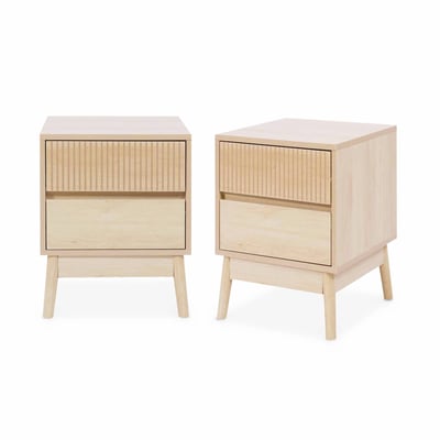 Tables de chevet décor bois 2 tiroirs (lot de 2) LINEAR SWEEEK