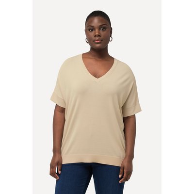 T-shirt en maille à col V et manches ULLA POPKEN