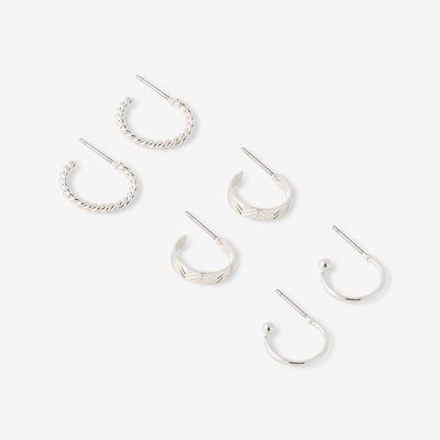 Set de 3 mini-créoles argentées BALABOOSTE
