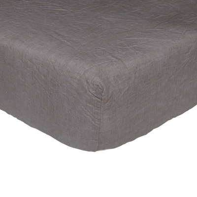 Drap housse uni en lin, Made in France, BASALTE A DEMAIN