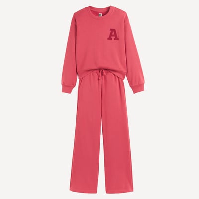 Ensemble 2 pièces, en molleton, avec sweat col rond et pantalon de jogging LA REDOUTE COLLECTIONS