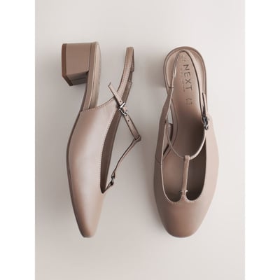 Chaussures en cuir à talon carré et bride NEXT
