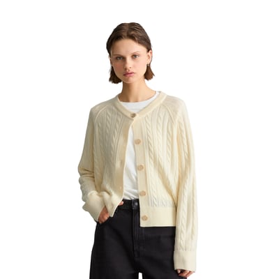 Cardigan oversize à mailles torsadées en mélange de laine vierge douce MARC O’POLO DENIM