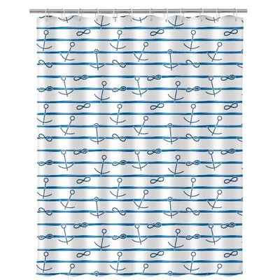 Rideau de douche bleu et blanc ancres 180x200cm WADIGA