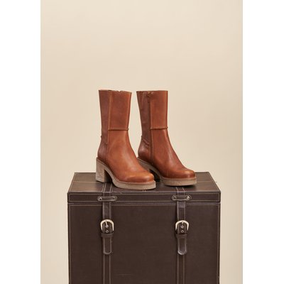 Bottes mi mollets en cuir de vachette LA FEE MARABOUTEE