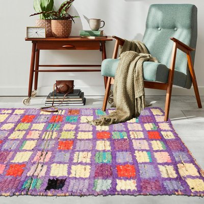 Authentique tapis berbère fait main en tissu recyclé BOUCHAROUETTE 56 UN AMOUR DE TAPIS