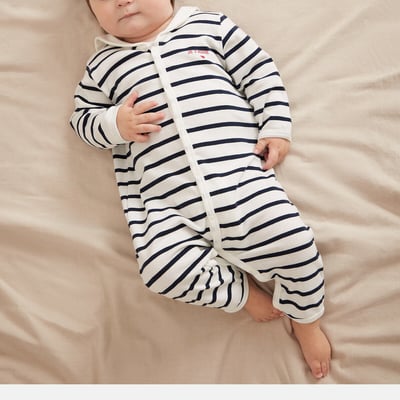 Baumwoll-Pyjama ohne Füsse mit Streifenprint PETIT BATEAU