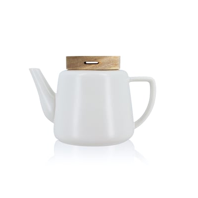 Théière en porcelaine avec couvercle en bois 680ml, ENZO OGO LIVING