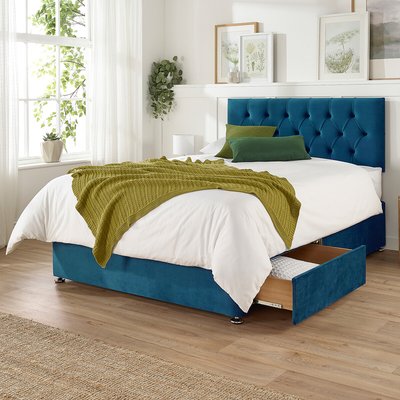 Olivier Velvet Divan Bed with 2 Drawers ASPIRE