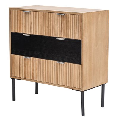 Commode 3 tiroirs, bois et métal, DEHLI NORDLYS