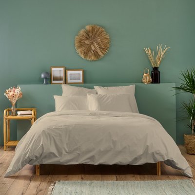 Parure de lit unie PERCALE DE COTON BLEU CALIN