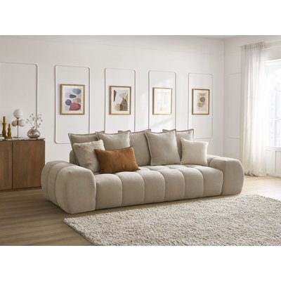 Canapé droit convertible 3 places en tissu texturé, EVEREST BOBOCHIC