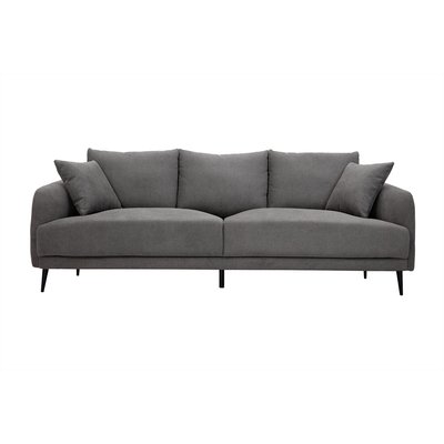 Canapé design 3 places en tissu effet velours taupe et métal noir JERRY MILIBOO