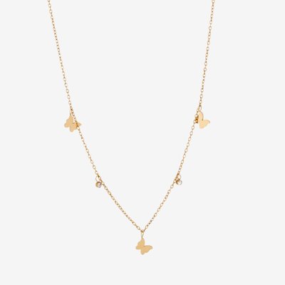 Collier chaîne fine avec papillons acier inoxydable doré BALABOOSTE