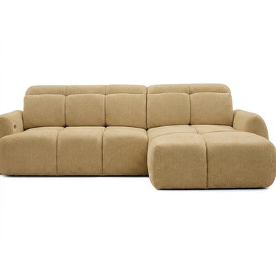 Canapé d'angle convertible 3 places en tissu chenille, RUBY BOBOCHIC