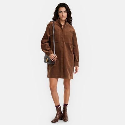 Robe courte à col volanté en velours, Signature DEBBIE LA REDOUTE COLLECTIONS